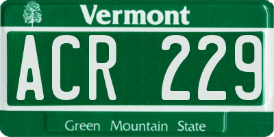 VT license plate ACR229