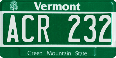 VT license plate ACR232