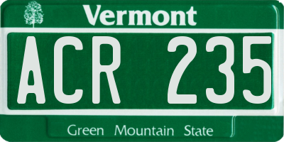 VT license plate ACR235