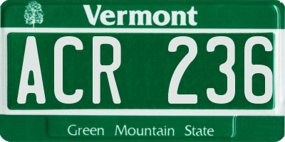 VT license plate ACR236