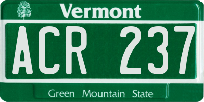 VT license plate ACR237