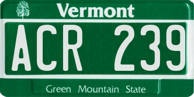 VT license plate ACR239