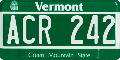 VT license plate ACR242