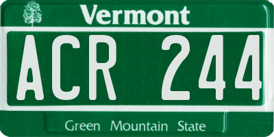 VT license plate ACR244