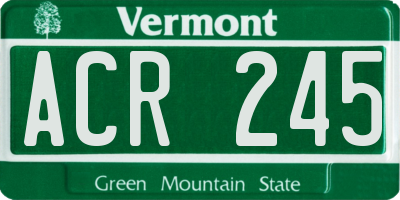 VT license plate ACR245
