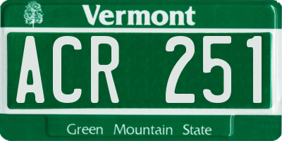 VT license plate ACR251