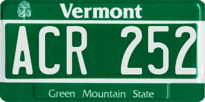 VT license plate ACR252