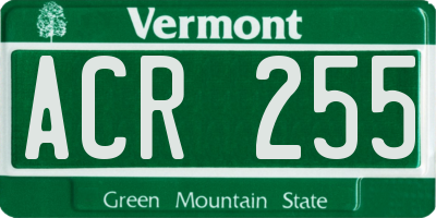 VT license plate ACR255