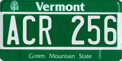 VT license plate ACR256