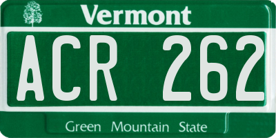 VT license plate ACR262
