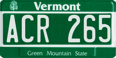 VT license plate ACR265