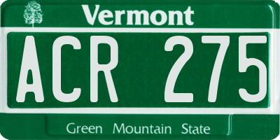 VT license plate ACR275