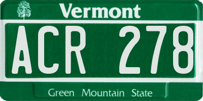 VT license plate ACR278