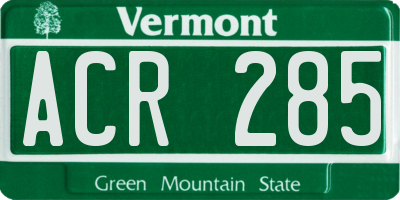 VT license plate ACR285