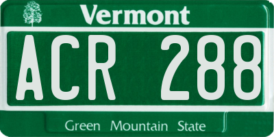 VT license plate ACR288