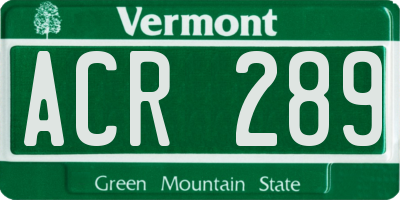 VT license plate ACR289