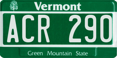 VT license plate ACR290