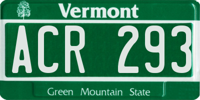 VT license plate ACR293