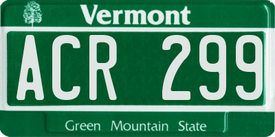 VT license plate ACR299