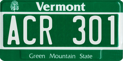 VT license plate ACR301