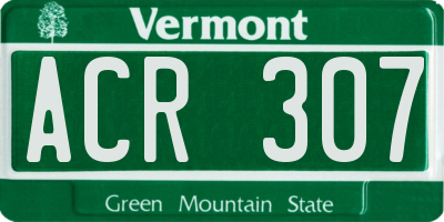 VT license plate ACR307