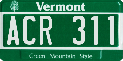 VT license plate ACR311