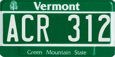 VT license plate ACR312