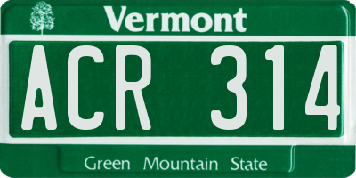 VT license plate ACR314
