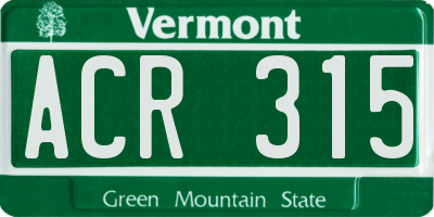 VT license plate ACR315