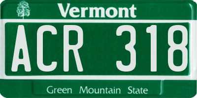 VT license plate ACR318