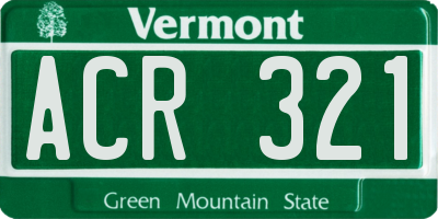 VT license plate ACR321