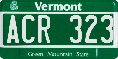 VT license plate ACR323