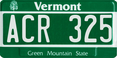 VT license plate ACR325