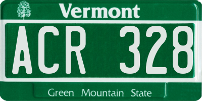 VT license plate ACR328