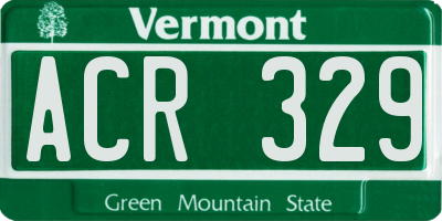 VT license plate ACR329