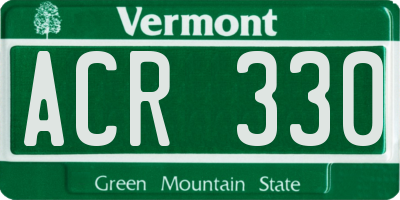 VT license plate ACR330