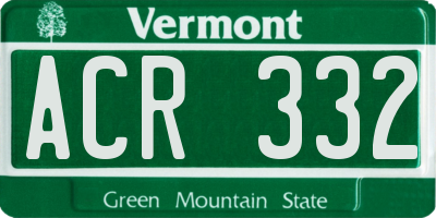 VT license plate ACR332