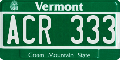 VT license plate ACR333