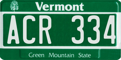 VT license plate ACR334