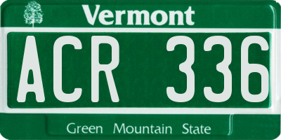 VT license plate ACR336