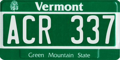 VT license plate ACR337