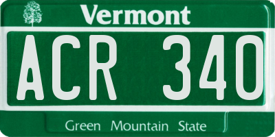 VT license plate ACR340