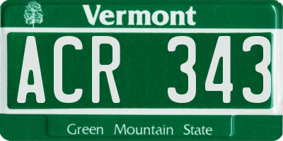 VT license plate ACR343