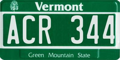 VT license plate ACR344