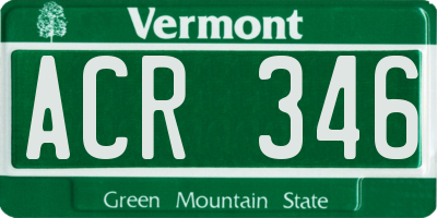 VT license plate ACR346