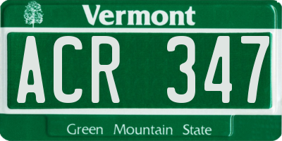VT license plate ACR347