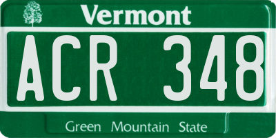 VT license plate ACR348