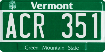 VT license plate ACR351