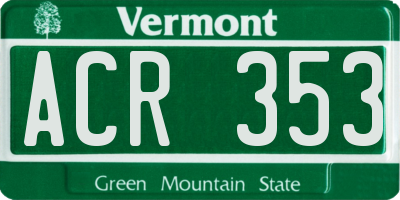 VT license plate ACR353