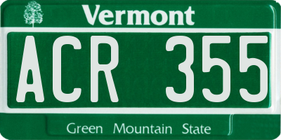 VT license plate ACR355